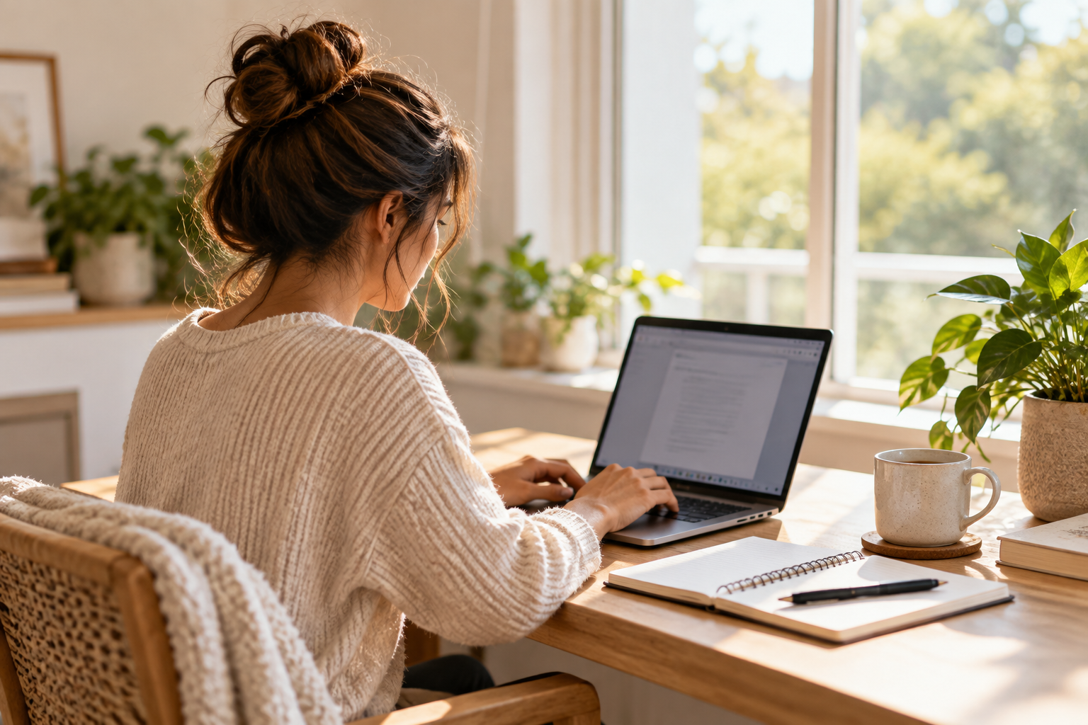 A calm start to focused work on a laptop